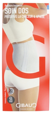Gibaud Soin Dos Ceinture Chaleur Gris Ruban Rouge Hauteur 25 cm