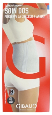 Gibaud Soin Dos Ceinture Chaleur Gris Ruban Rouge Hauteur 25 cm