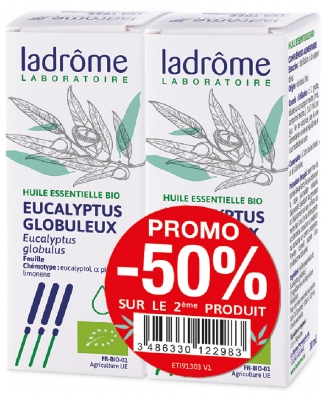 Ladrôme Huile Essentielle Eucalyptus Globuleux (Eucalyptus globulus) Bio Lot de 2 x 10 ml