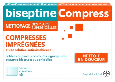 Bayer Biseptine Compress 8 Compresses Imprégnées