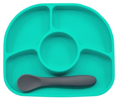 Bblüv Yümi Assiette Anti-Dégât et Cuillère en Silicone 4 Mois et +