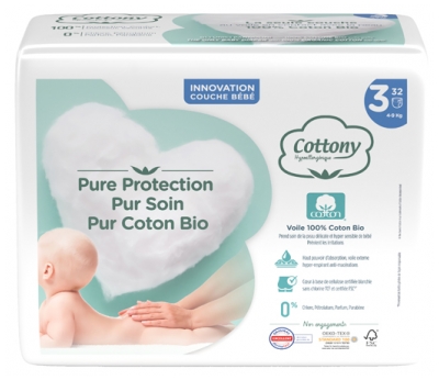 Cottony Couches avec du Coton Bio 32 Couches Taille 3 (4-9 kg)
