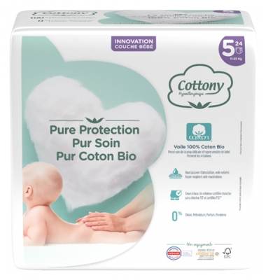 Cottony Couches avec du Coton Bio 24 Couches Taille 5 (11-25 kg)