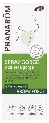 [NgRT011uyRT0023150] Pranarôm Aromaforce Spray Gorge Apaise la Gorge Bio 15 ml