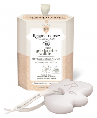 Respectueuse Mon Gel Douche Solide Hypoallergénique Bio 75 g