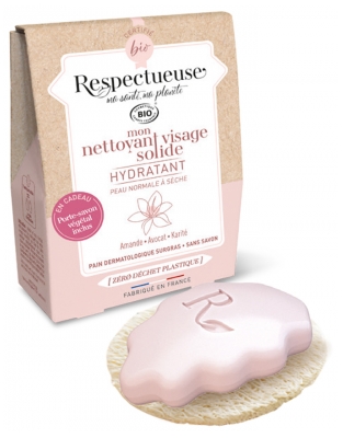 Respectueuse Mon Nettoyant Visage Solide Hydratant 35 g + 1 Porte-Savon Végétal Offert