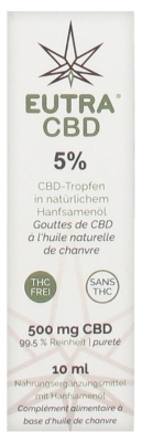 Eutra CBD 5% Gouttes à l'Huile Naturelle de Chanvre 10 ml