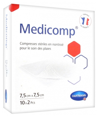 Hartmann Medicomp S 40 Compresses en Non-Tissé Stériles 7.5 x 7.5 cm 10 x 2 Pcs