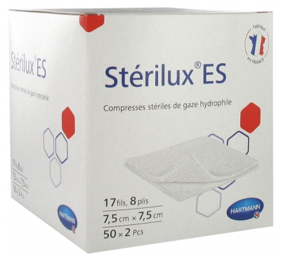 Hartmann Stérilux ES Compresses de Gaze Stériles 7,5 x 7,5 cm 50 x 2 Pièces
