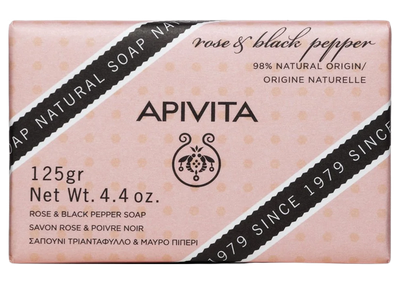 [NgRT011uyRT0025784] Savon Naturel à la Rose et au Poivre Noir Apivita