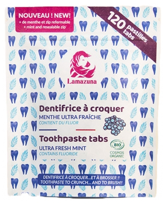 Lamazuna Dentifrice à Croquer Huile Essentielle de Menthe Arvensis Bio 120 Pastilles