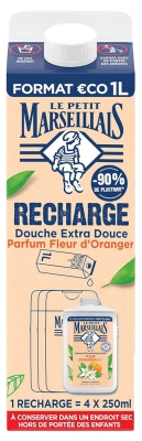 Le Petit Marseillais Douche Crème Extra Doux Fleur d'Oranger Bio de Méditerranée Éco-Recharge 1 L