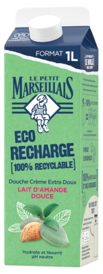 Le Petit Marseillais Douche Crème Extra Doux Lait d'Amande Douce Éco-Recharge 1 L