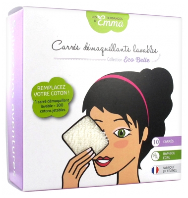 Les Tendances d'Emma Collection Eco Belle Carrés Démaquillants Lavables 10 Carrés Écrus