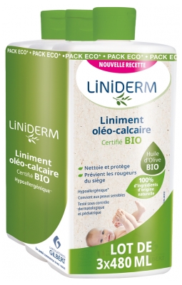 Liniderm Liniment Oléo-Calcaire Bio Lot de 3 x 480 ml