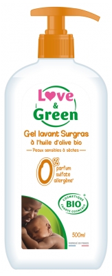 Love & Green Gel Lavant Surgras à l'Huile d'Olive Bio 500 ml