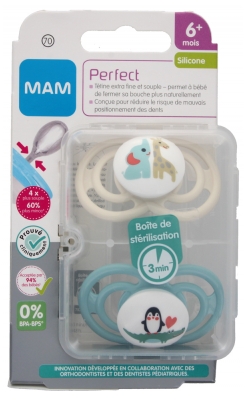MAM 2 Sucettes Perfect Silicone 6 Mois et +