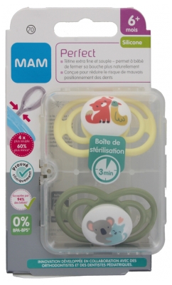 MAM 2 Sucettes Perfect Silicone 6 Mois et +