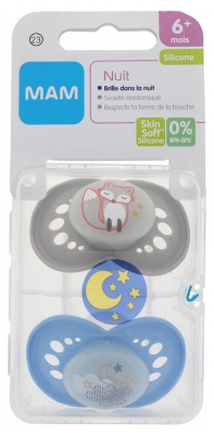 MAM 2 Sucettes Nuit Silicone 6 Mois et +