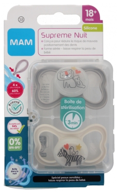 MAM Supreme Nuit 2 Sucettes Silicone 18 Mois et +