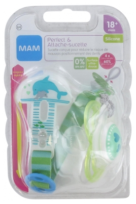 MAM Sucette Perfect & Attache-Sucette Silicone 18 Mois et +