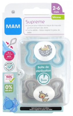 MAM 2 Sucettes Supreme Silicone 2-6 Mois
