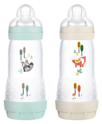 MAM Easy Start 2 Biberons Anti-Colique Couleurs de la Nature 320 ml 4 Mois et + Débit 3