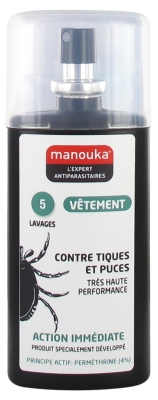 Manouka Spray Vêtement Contre Tiques et Puces 75 ml