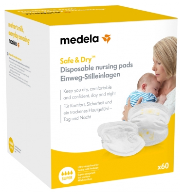 Medela Safe & Dry Coussinets d'Allaitement à Usage Unique 60 Coussinets