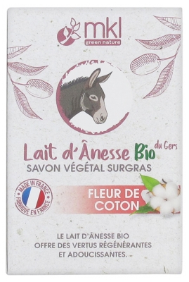 MKL Green Nature Lait d'Ânesse Bio du Gers Savon Végétal Surgras Fleur de Coton 100 g