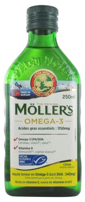 Möller's Omega-3 Huile de Foie de Morue Arôme Citron 250 ml