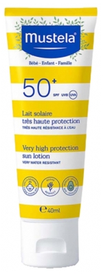 Mustela Lait Solaire Très Haute Protection Bébé-Enfant-Famille SPF50+ 40 ml