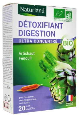 Naturland Détoxifiant Digestion Bio 20 Ampoules Buvables de 10 ml