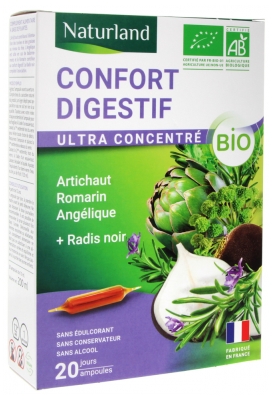 Naturland Confort Digestif Bio 20 Ampoules Buvables de 10 ml