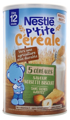Nestlé P'tite Céréale Dès 12 Mois 5 Céréales Saveur Noisette Biscuit 415 g