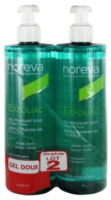 Noreva Exfoliac Gel Moussant Doux Lot de 2 x 400 ml