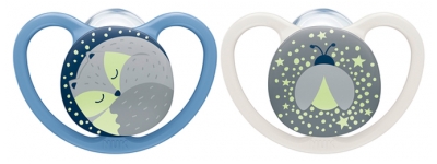 NUK Space Night 2 Sucettes Silicone 18-36 Mois