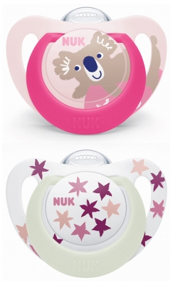 NUK Starlight Day & Night 2 Sucettes Silicone 18-36 Mois