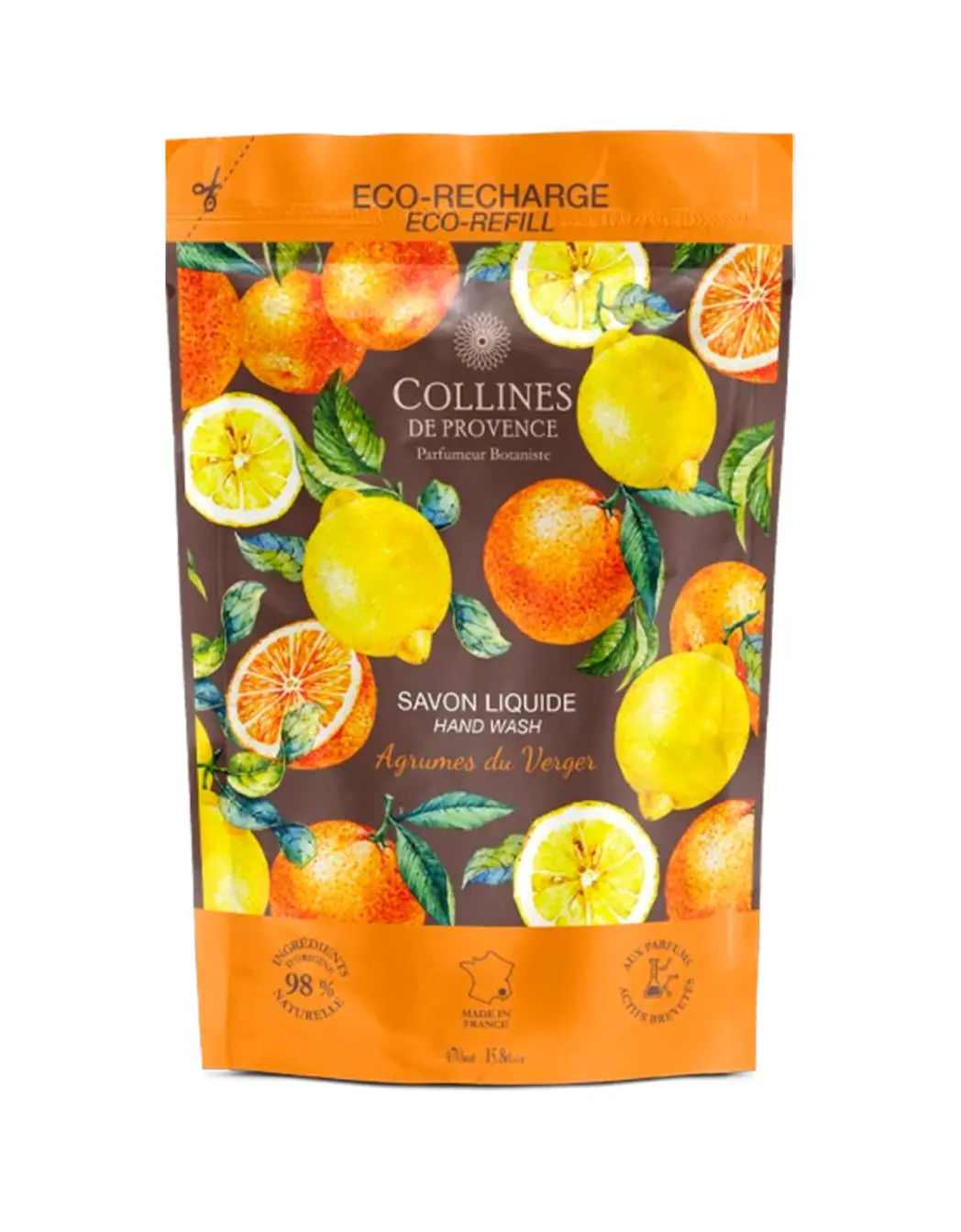 Eco recharche savon liquide 470ml agrumes du verger Collines de Provence