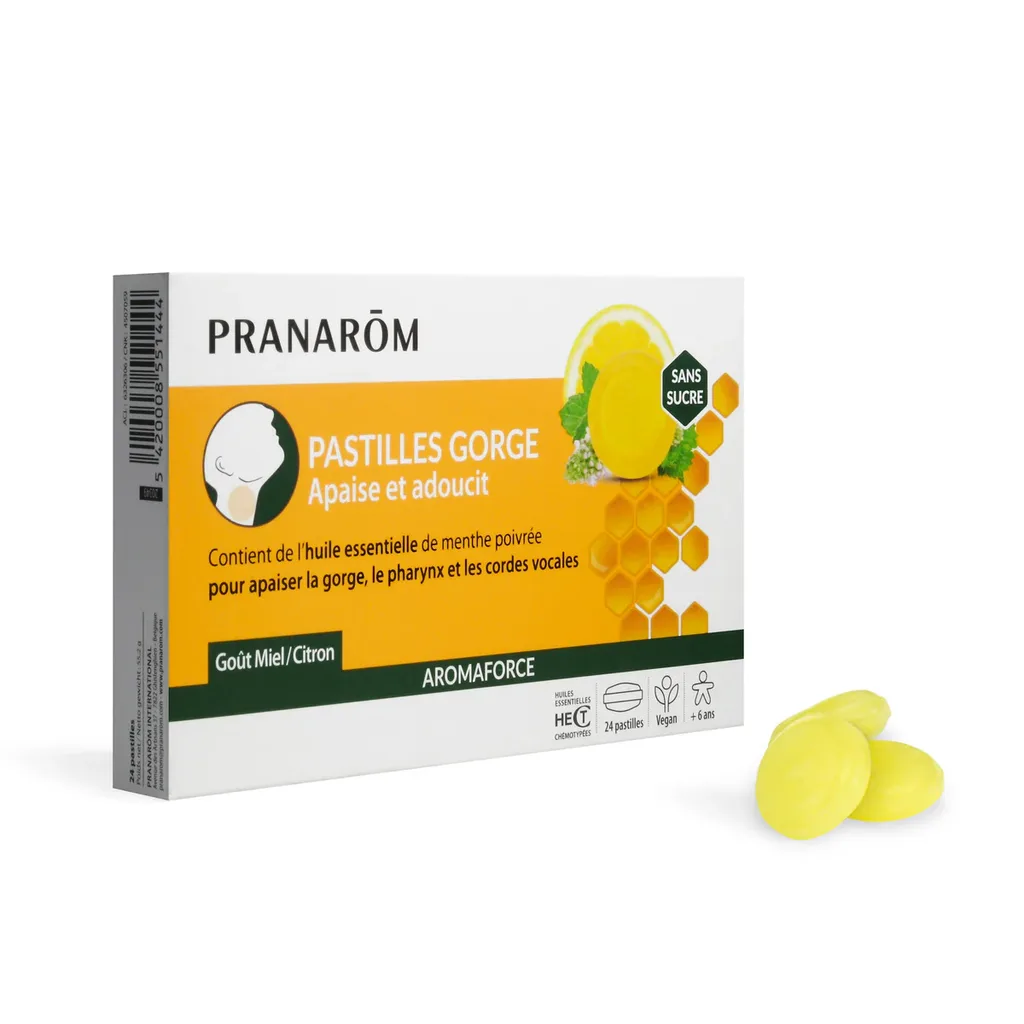 Pastille Gorge Miel citron 24 pastilles Pranarôm