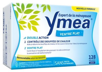 Ymea Ménopause Bouffées de Chaleur et Ventre Plat 128 Gélules