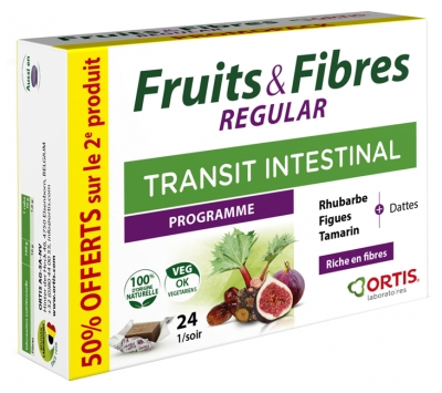 Ortis Fruits & Fibres Regular Lot de 2 x 24 Cubes à Mâcher