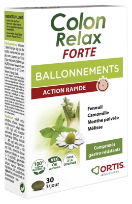 Ortis Colon Relax Forte Ballonnements 30 Comprimés