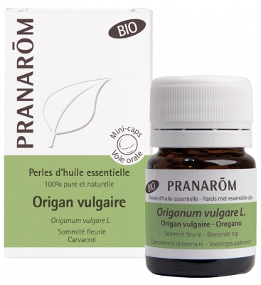 Pranarôm Perles d'Huile Essentielle Origan Vulgaire (Origanum vulgare L.) Bio 60 Perles