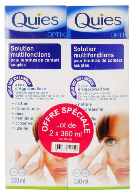 Quies Optik Solution Multifonctions Lot de 2 x 360 ml