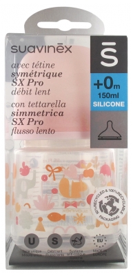 Suavinex Biberon avec Tétine Symétrique SX Pro Débit Lent 150 ml 0 Mois et +