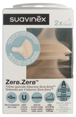 Suavinex Zero.Zero 2 Tétines Débit Spécial Bébés Allaités 0 Mois et +