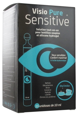Visio Pure Sensitive Solution Tout-en-Un pour Lentilles Souples et Silicone Hydrogel 15 Unidoses
