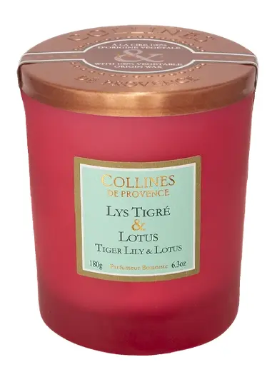 [844FgT00004wcjy] Bougie Parfumée Lys Tigré & Lotus 180g Collines de Provence