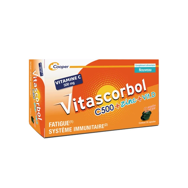 Vitascorbol Vitamine C 500 + Zinc + Vitamine D capsules